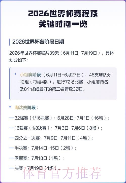 2026世界杯赛程时间表查询